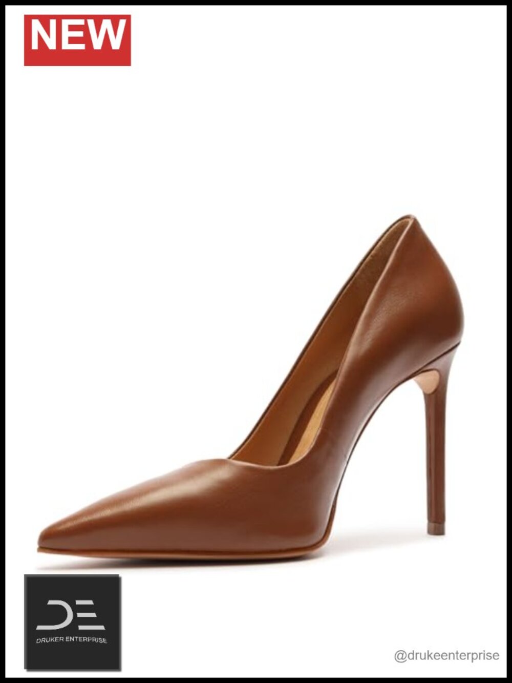 Leather Pointed Toe Stiletto Pumps Classic High Heel Shoes